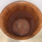 Dutch Brass And Teak Turned Wood Bucket 10    Tall 12    Wide Vintage Antique 