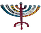 New Metal Hanukkah Colourful Jewish Menorah Israel Chanukah painting Enamel 12in