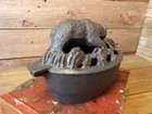 Vintage John Wright Cast Iron Bear Stove Humidifier Black Rustic Decor