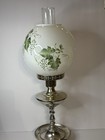 Vintage 21  Hand Painted Globe Silverplated Parlor Lamp 
