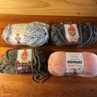 Yarn Lot 9 Skeins Bernat Lion Brand Knitting Crochet Full Partial Mixed