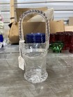Vintage Clear Etched Glass Basket Floral 7 5  Tall