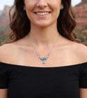 Navajo Native American Sterling Silver Turquoise  y Drop  Necklace