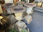 Set Of Four Antique Figural Cast Iron French Planters  Circa 1880