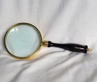 Vintage Brass Magnifying Glass Wooden Handle Nautical Maritime Desk Decor