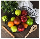 Rustic Wire Fruit Basket With Wooden Base For Kitchen Counter   Farmhouse Decor