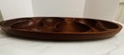 Vintage Mid Century Modern Teak Wood Snack Dip Oval Tray