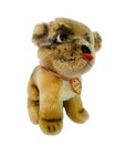 Steiff Mopsy Dog Sitting 1960s Mohair Plush Glass Eyes Tongue Out Tag Vintage