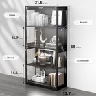 Display Cabinet With Glass Doors  4-tier Curio Cabinet With 3 Color Lights For C