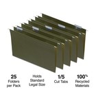 Myofficeinnovations Hanging File Folders 5-tab Legal Size Standard Green 25 bx