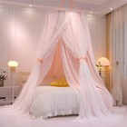 Double Layer Princess Dome Bed Canopy   Mosquito Net  pink white 