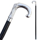 Vintage Antique Walking Cane Wooden Walking Stick Silver Brass Handle Knob 