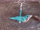 Hand Carved Turquoise Robin Fetish Earrings By Matt Mitchell