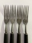 Lot Of 4 Antique 4 Prong Tine Carbon Steel Bakelite  Primitive Silverware  Fork
