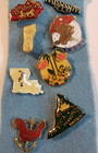 13 Vintage State Shaped Lapel Hat Souvenir Metal Pins 3 Usa Pins  2 Misc Pins