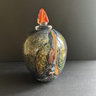 Signed Jon Oakes Studio Art Glass 8 5  Lidded Jar Urn  1013 Sommerso