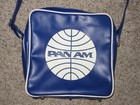 Vtg Pan Am American World Airway Blue Carry On Cross Body Flight Tote Bag Pvc
