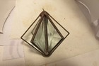 Antique Brass Edged 5 Triangle Holder  Beveled Glass Prision 3  Tall Christmas