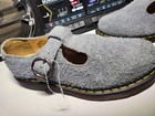 Dr  Martens T-bar Suede Mary Jane Leather Shoes Denim Blue gray Wmn Sz 9     