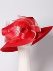 Red Satin Cloth Church Hat Top Hat Female Fascinator Formal Hat For Women Ladies