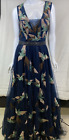 Nina Raynor Exceptional Long Beaded Embroidered Pheasant Formal Gown  Size 8