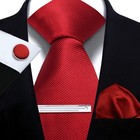 Men Neck Tie Pocket Square Cufflink Tie Clip Wedding Groom Business Set With Box