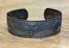 Girl Scout 1920-1940 Hammered Silver Metal Cuff Bracelet Jewelry Antique Finish