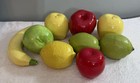 Lot Of 9 Pieces Glazed Ceramic Life Size Fruit Apples bananas  Lemon  Limes 