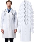 Unisex White Lab Coat With Elastic Sleeves - Long Medical Jacket For Doctors   N