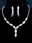 Pink Crystal Choker Rhinestone Necklace Earring Set Bridal Prom Pageant