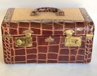 Vintage Royal Chicago Tweed And Croc Embossed Leather Travel Train Case