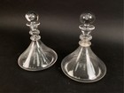    pair Antique 1800s Richardson Stourbridge Crystal Glass Ship Captains Decanters