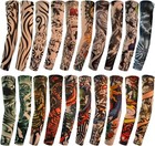 20pcs Temporary Tattoo Arm Sleeves Arts Fake Slip On Arm Sunscreen Sleeves Bo   