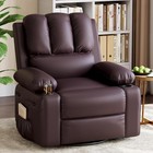 Lounge Recliner Chair  Pu Leather  Heated Massage With Cup Holders And Pockets