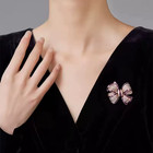 Rhinestone Bow Brooch Pin - Vintage Blue Crystal Lapel Accessory For Women