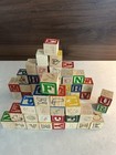 Wooden Alphabet Abc Blocks Lot Mixed Letters Numbers Picture Blocks Multicolor