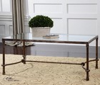 Pick Up Only Uttermost Warring Iron   Glass Coffee Table In Rustic Bronze Patina