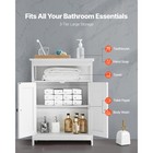 Wooden Bathroom Floor Cabinet Storage 3-tier With Adjustable Shelf White