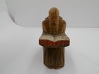 Vintage Wood Carved Monk Reading A Book Figure