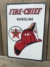 Texaco Fire Chief Gasoline Metal Sign Baked Oil Gas Pump Plate
