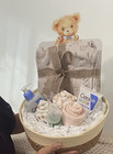 Premium Bath Time Basket Gift Set Neutral Baby Gift  New Born  Baby Shower Brown