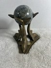 Vintage And Rare Brass Dolphin   Marble Orb Stand  Great City Traders