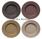 New Primitive Aged Plates 4 Assort Wood 6  Diameter Cream Burgundy Black Mustard