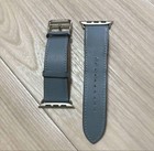 Rare Hermes Apple Watch Band 42 44mm Blue Jean lin Leather Authentic Used