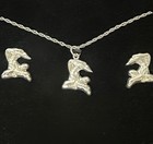 Vintage    95 Looney Tunes Wile E  Coyote Sterling Pendant Necklace   Earrings Set