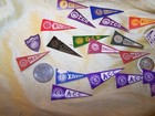 Vintage Big Lot Of 24 Tiny College   University Pennant Paper Decals   Stickers