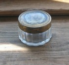 Antique Glass Vanity Powder Trinket Cream Jar Brass Lid Victorian Portrait So7