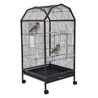 Black Large Bird Cage Wit Rolling Stand Cockatiel Parakeet Finch Parrot Birdcage