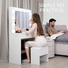 Vanity Set Makeup Dressing Table W  12 Light Bulbs  Large Drawer  Cushion Stool