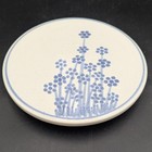 Signed Wall Hanging Trivet Hand Painted Hand Made Art Pottery 6 25    Blue Floral